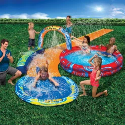 Boys Girls Banzai BANZAI Cyclone Splash Park 3-in-1 Sprinkler, Pool and Curved Slide - Outdoor Backyard Summer Water Play for Kids (16 feet). -kids pajamas set Sales 2772437 ALT7