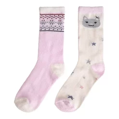 Girls 2-Pack Plushfill Crew Socks -kids pajamas set Sales 5061006 ALT3