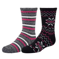 Girls 2-Pack Plushfill Crew Socks -kids pajamas set Sales 5061006 Black