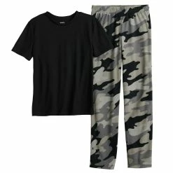Boys 8-20 Sonoma Goods For Life® Tee & Microfleece Pants Pajama Set in Regular & Husky -kids pajamas set Sales 5206830 Gray Camo
