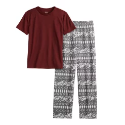 Boys 8-20 Sonoma Goods For Life® Tee & Microfleece Pants Pajama Set in Regular & Husky -kids pajamas set Sales 5206830 Gray Mountian Fairisle