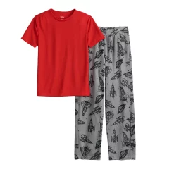 Boys 8-20 Sonoma Goods For Life® Tee & Microfleece Pants Pajama Set in Regular & Husky -kids pajamas set Sales 5206830 Space Ship