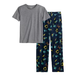 Boys 8-20 Sonoma Goods For Life® Tee & Microfleece Pants Pajama Set in Regular & Husky -kids pajamas set Sales 5206830 Tropical Print