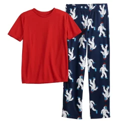 Boys 8-20 Sonoma Goods For Life® Tee & Microfleece Pants Pajama Set in Regular & Husky -kids pajamas set Sales 5206830 Yeti