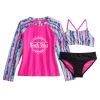 Girls 7-16 SO® Tie Dye "Beach Vibes" Bikini Top, Bottoms, & Rash Guard Swimsuit Set -kids pajamas set Sales 5216187