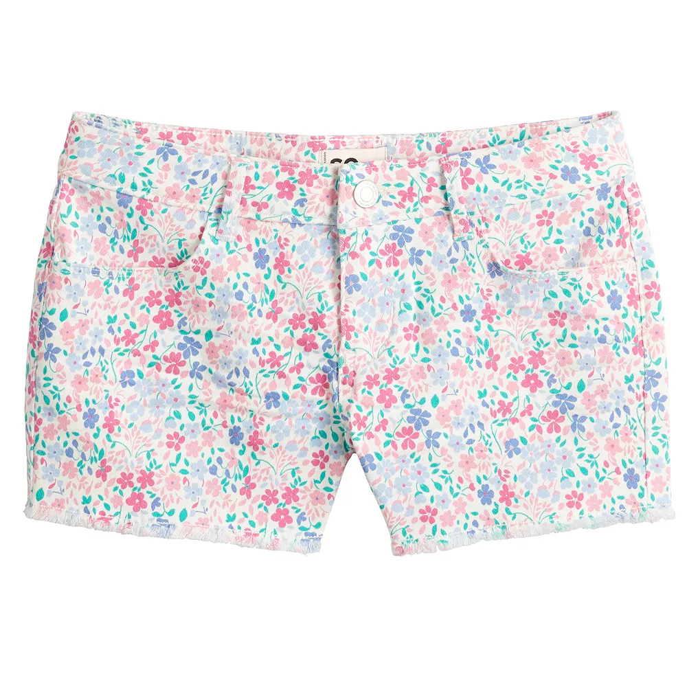 Girls 7-20 SO® Favorite Raw Hem Denim Shortie Shorts in Regular & Plus Size 3 Girls 7-20 SO® Favorite Raw Hem Denim Shortie Shorts in Regular & Plus Size