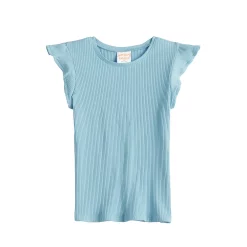 Girls 4-12 Jumping Beans® Ribbed Flutter Sleeve Tee -kids pajamas set Sales 5235580 Blue