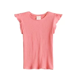 Girls 4-12 Jumping Beans® Ribbed Flutter Sleeve Tee -kids pajamas set Sales 5235580 Coral