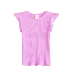 Girls 4-12 Jumping Beans® Ribbed Flutter Sleeve Tee -kids pajamas set Sales 5235580 Purple
