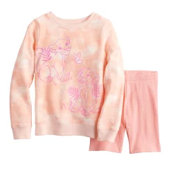 Toddler Girl Disney The Lion King Simba & Nala Tie Dye Sweatshirt & Bike Shorts Set by Jumping Beans®