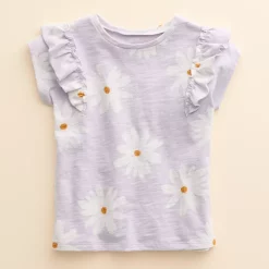 Baby & Toddler Girl Little Co. by Lauren Conrad Organic Ruffle Tee -kids pajamas set Sales 5263843 Cool Lilac Flowers