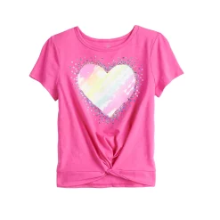 Girls 7-20 SO® Twist Front Graphic Tee in Regular & Plus -kids pajamas set Sales 5267767 Pink Heart