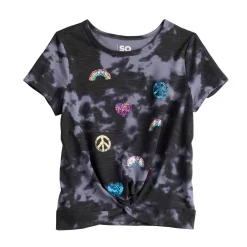 Girls 7-20 SO® Twist Front Graphic Tee in Regular & Plus -kids pajamas set Sales 5267767 Sequin Icon