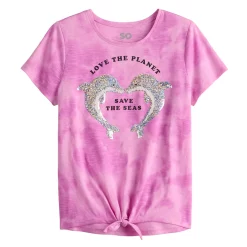 Girls 7-16 SO® Tie Front Top in Regular & Plus Size -kids pajamas set Sales 5273915 Purple Dolphin