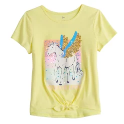 Girls 7-16 SO® Tie Front Top in Regular & Plus Size -kids pajamas set Sales 5273915 Yellow Unicorn