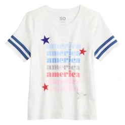 Girls 6-20 SO® Favorite Boxy Graphic Tee in Regular & Plus -kids pajamas set Sales 5274724 America Glitter