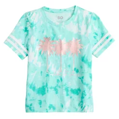 Girls 6-20 SO® Favorite Boxy Graphic Tee in Regular & Plus -kids pajamas set Sales 5274724 Aqua Palm