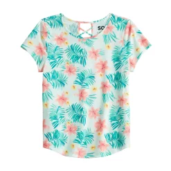 Girls 6-20 SO® Lattice Back Favorite Tee in Regular & Plus -kids pajamas set Sales 5319016 Aqua Tropical