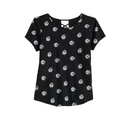 Girls 6-20 SO® Lattice Back Favorite Tee in Regular & Plus -kids pajamas set Sales 5319016 Black Daisy