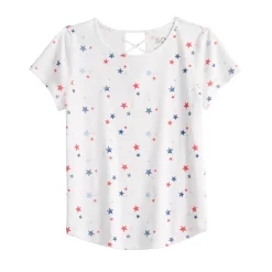 Girls 6-20 SO® Lattice Back Favorite Tee in Regular & Plus -kids pajamas set Sales 5319016 White Stars