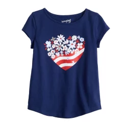 Toddler Girl Jumping Beans® Physical Adaptive Double-Layer Tee -kids pajamas set Sales 5346129 Flag Heart Navy