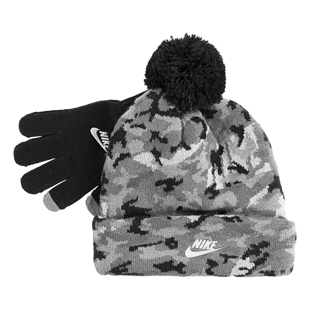Boys 8-20 Nike Camo Pom Beanie & Texting Gloves Set 5 Boys 8-20 Nike Camo Pom Beanie & Texting Gloves Set - Image 3