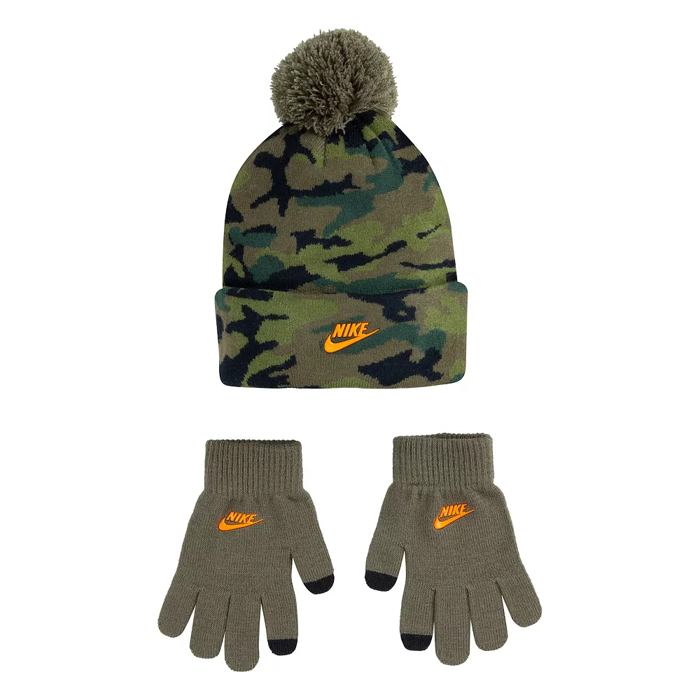 Boys 8-20 Nike Camo Pom Beanie & Texting Gloves Set 3 Boys 8-20 Nike Camo Pom Beanie & Texting Gloves Set