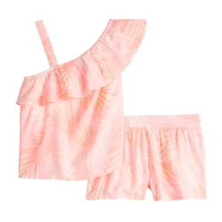 Girls 6-20 SO® One Shoulder Top & Shorts Set in Regular & Plus 5 Girls 6-20 SO® One Shoulder Top & Shorts Set in Regular & Plus -kids pajamas set Sales 5482631 Pink Palm Leaves