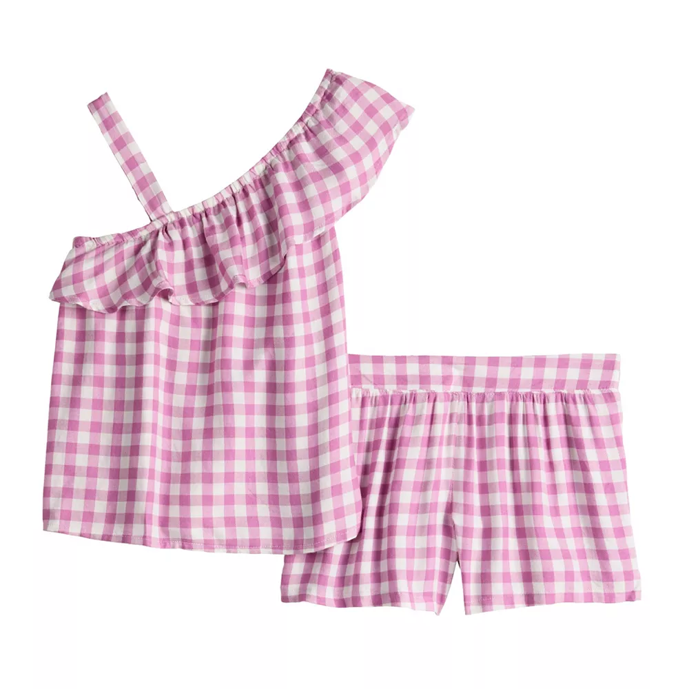 Girls 6-20 SO® One Shoulder Top & Shorts Set in Regular & Plus 3 Girls 6-20 SO® One Shoulder Top & Shorts Set in Regular & Plus