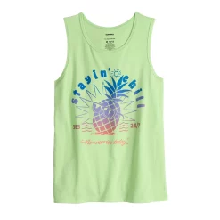 Boys 8-20 Sonoma Goods For Life® Super Soft Printed Tank Top in Regular & Husky -kids pajamas set Sales 5519855 Pineapple Green