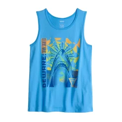 Boys 8-20 Sonoma Goods For Life® Super Soft Printed Tank Top in Regular & Husky -kids pajamas set Sales 5519855 Shark Beware Blue