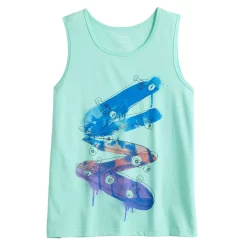 Boys 8-20 Sonoma Goods For Life® Super Soft Printed Tank Top in Regular & Husky -kids pajamas set Sales 5519855 Skate Palm Tree Teal