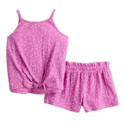 Toddler Girl Jumping Beans® Tie-Front Top & Shorts Set -kids pajamas set Sales 5525717 Purple Dots