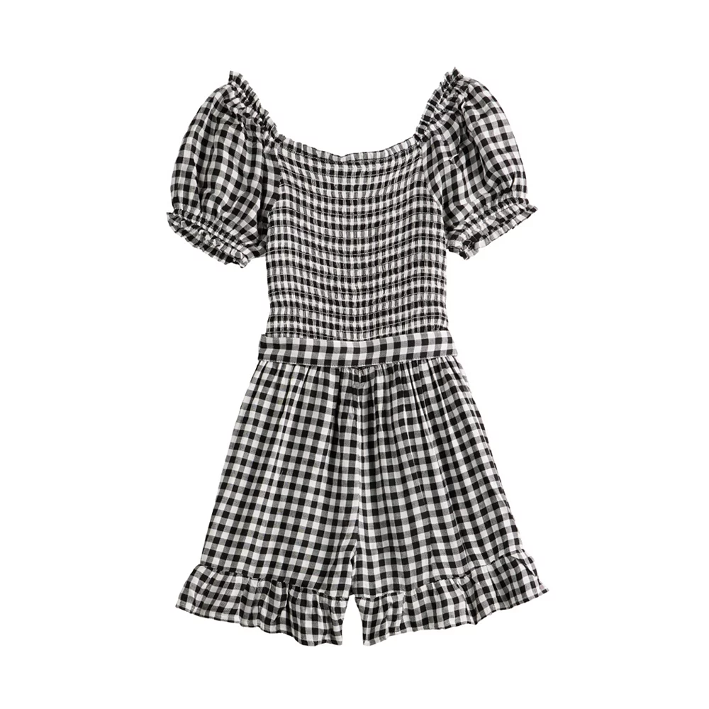 Girls 6-20 SO® Wrap Front Puff Sleeve Romper in Regular & Plus 6 Girls 6-20 SO® Wrap Front Puff Sleeve Romper in Regular & Plus - Image 4