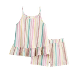 Girls 4-12 Jumping Beans® Peplum-Hem Tank & Shorts Set -kids pajamas set Sales 5537235 Multi Stripe