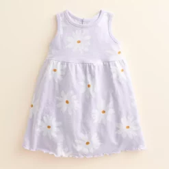 Baby & Toddler Girl Little Co. by Lauren Conrad Organic Lettuce-Edge Tank Dress -kids pajamas set Sales 5539321 Cool Lilac Flower
