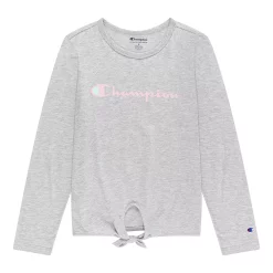 Girls 7-16 Champion® Classic Script Tie Front Tee -kids pajamas set Sales 5547932 Gray