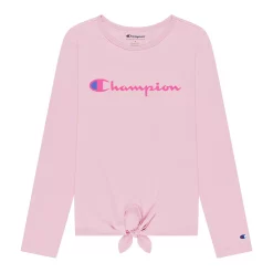 Girls 7-16 Champion® Classic Script Tie Front Tee -kids pajamas set Sales 5547932 Light Pink