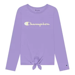Girls 7-16 Champion® Classic Script Tie Front Tee -kids pajamas set Sales 5547932 Lilac