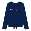 Girls 7-16 Champion® Classic Script Tie Front Tee -kids pajamas set Sales 5547932 Navy