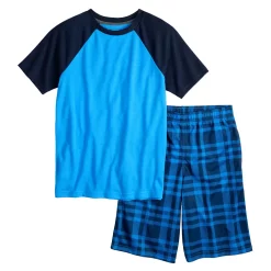 Boys 5-16 Sonoma Goods For Life® Top & Shorts Pajama Set -kids pajamas set Sales 5560226 Blue Plaid