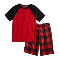 Boys 5-16 Sonoma Goods For Life® Top & Shorts Pajama Set -kids pajamas set Sales 5560226 Red Plaid