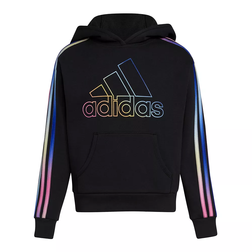 Girls 7-16 adidas Multi 3-Stripes Fleece Hoodie 4 Girls 7-16 adidas Multi 3-Stripes Fleece Hoodie - Image 2