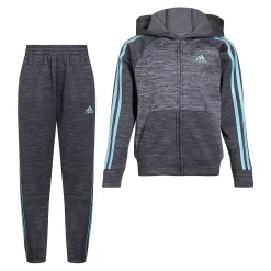 Boys 4-7 adidas Melange Fleece 3-Stripe Raglan Hoodie & Jogger Pants Set 10 Boys 4-7 adidas Melange Fleece 3-Stripe Raglan Hoodie & Jogger Pants Set -kids pajamas set Sales 5565370 Grey