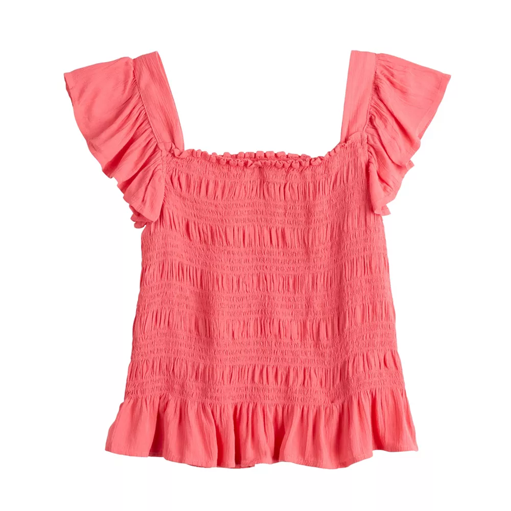 Girls 6-20 SO® Crinkle Gauze Smocked Tank Top in Regular & Plus Size 4 Girls 6-20 SO® Crinkle Gauze Smocked Tank Top in Regular & Plus Size - Image 2