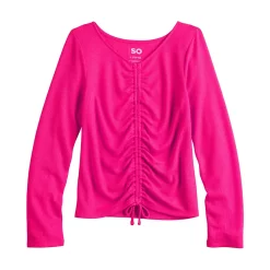 Girls 6-20 SO® Long Sleeve Cinch Front Tee in Regular & Plus -kids pajamas set Sales 5574801 Razzle Dazzle