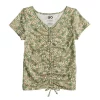 Girls 6-20 SO® Short Sleeve Cinch Front Tee in Regular & Plus -kids pajamas set Sales 5574804 Olive Ditsy