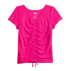 Girls 6-20 SO® Short Sleeve Cinch Front Tee in Regular & Plus -kids pajamas set Sales 5574804 Razzle Dazzle