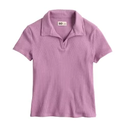 Girls 6-20 SO® Ribbed Collar Polo in Regular & Plus -kids pajamas set Sales 5575883 Grape
