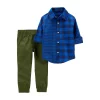 Toddler Boy Carter's Plaid Striped Button-Front Shirt & Pants Set -kids pajamas set Sales 5576433